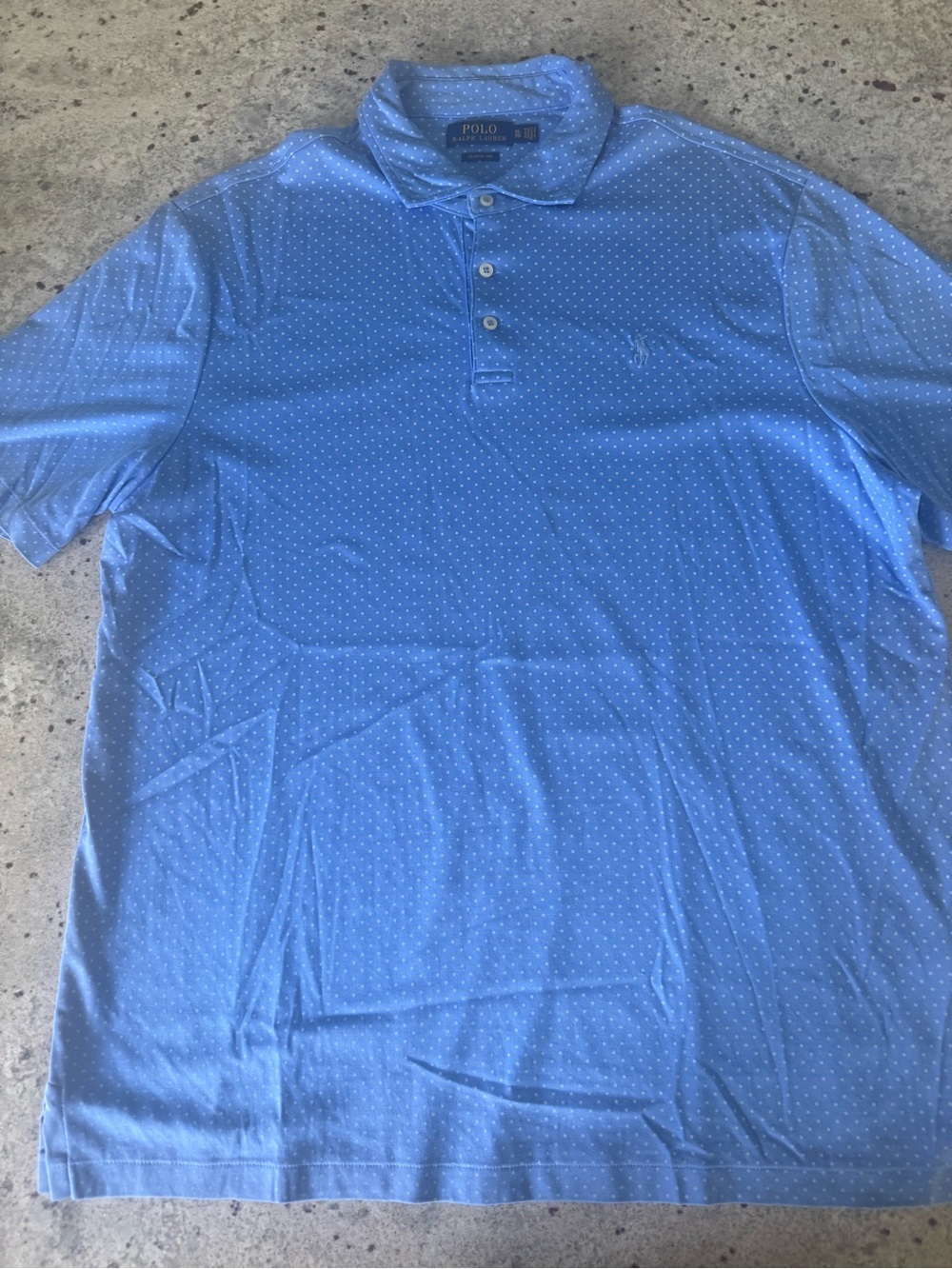 Perfect Condition~Ralph Lauren Blue Polo with White Micro Dots~Size XL